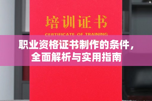 和田市职业资格证书制作的条件，全面解析与实用指南